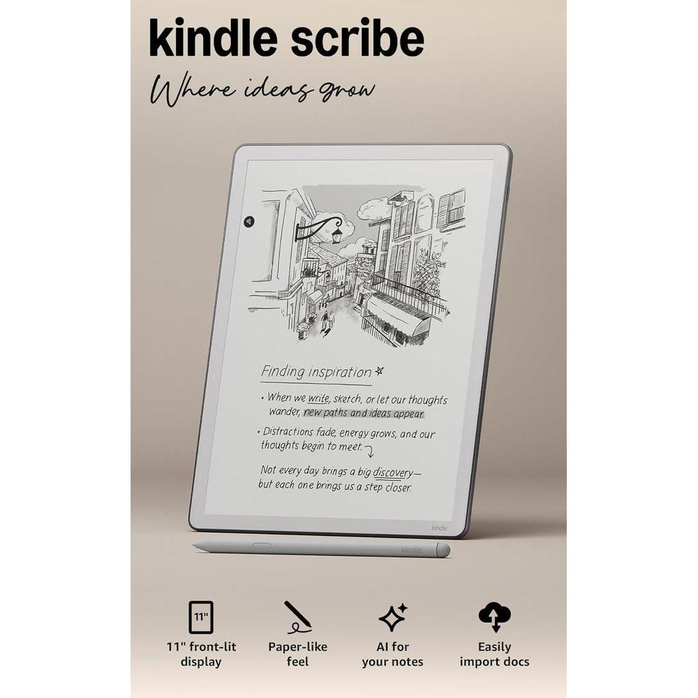 Amazon Kindle Scribe 32GB (modelo más nuevo), pantalla similar al papel, luz frontal, incluye lápiz premium - Color Grafito