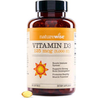Vitamina D3 de NatureWise para apoyo inmunológico, muscular y óseo, sin GMO ni gluten, en aceite de oliva orgánico