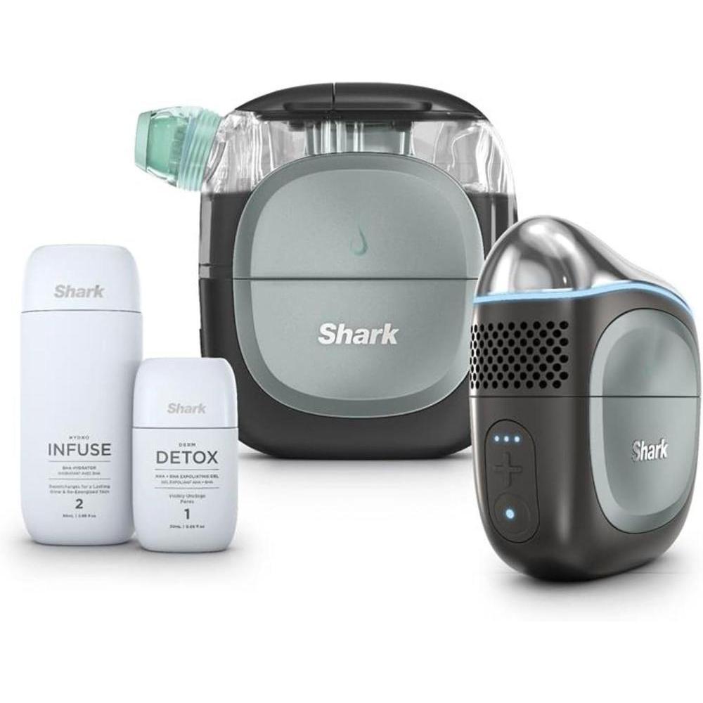 Shark FacialPro Glow Sistema facial hidroalimentado con terapia DePuffi de calor y frío para cuidado profesional de la piel