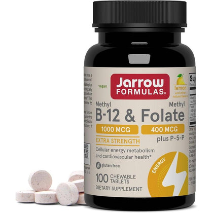 Suplemento Jarrow Formulas Methyl B-12 y Methyl Folate, vitaminas B9 y B12 bioactivas