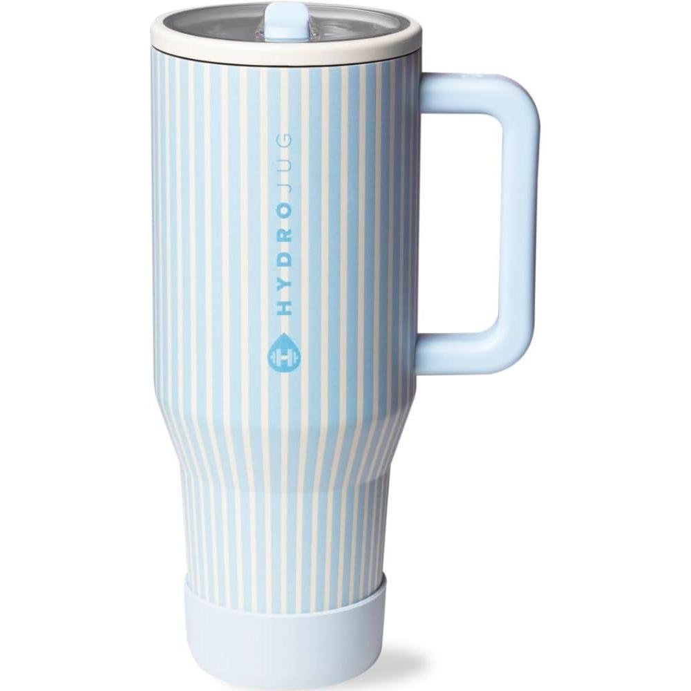 HydroJug Traveler, botella de agua reutilizable con asa y popote abatible, resistente al calor y fugas, hecho de acero inoxidable