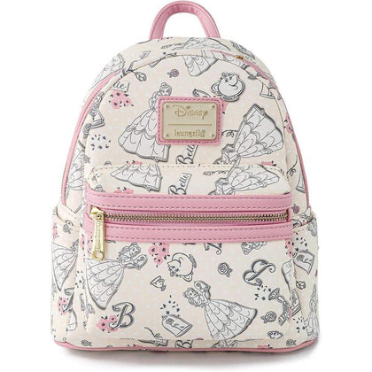 Loungefly Disney Beauty and the Beast Belle - Bolso de hombro con doble correa para mujer, diseño moderno
