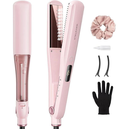 Plancha de pelo a vapor Wavytalk con nano titanio y peine desmontable. Reduce daño, nutre y alisa con vapor
