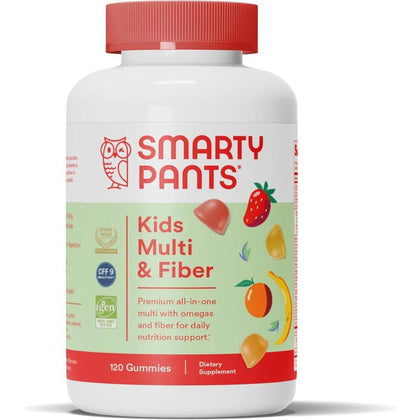 SmartyPants Gomitas multivitamínicas y de fibra para niños con vitaminas D3, C, B12, B6, A, zinc, biotina, tres sabores