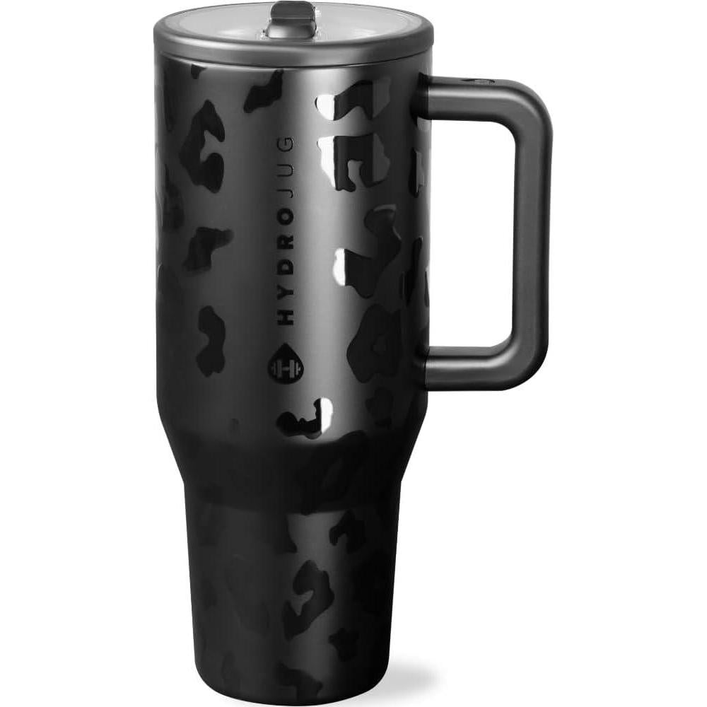 HydroJug Traveler, botella de agua con asa, popote abatible, resistente a fugas, reutilizable, acero inoxidable y base de goma