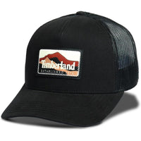Gorra de hombre Timberland diseño camionero con parche montaña, ajuste de broche y banda anti-humedad