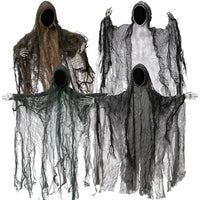 JOYIN Paquete de 4 fantasmas colgantes sin rostro para Halloween, ideal para exteriores y fiestas temáticas