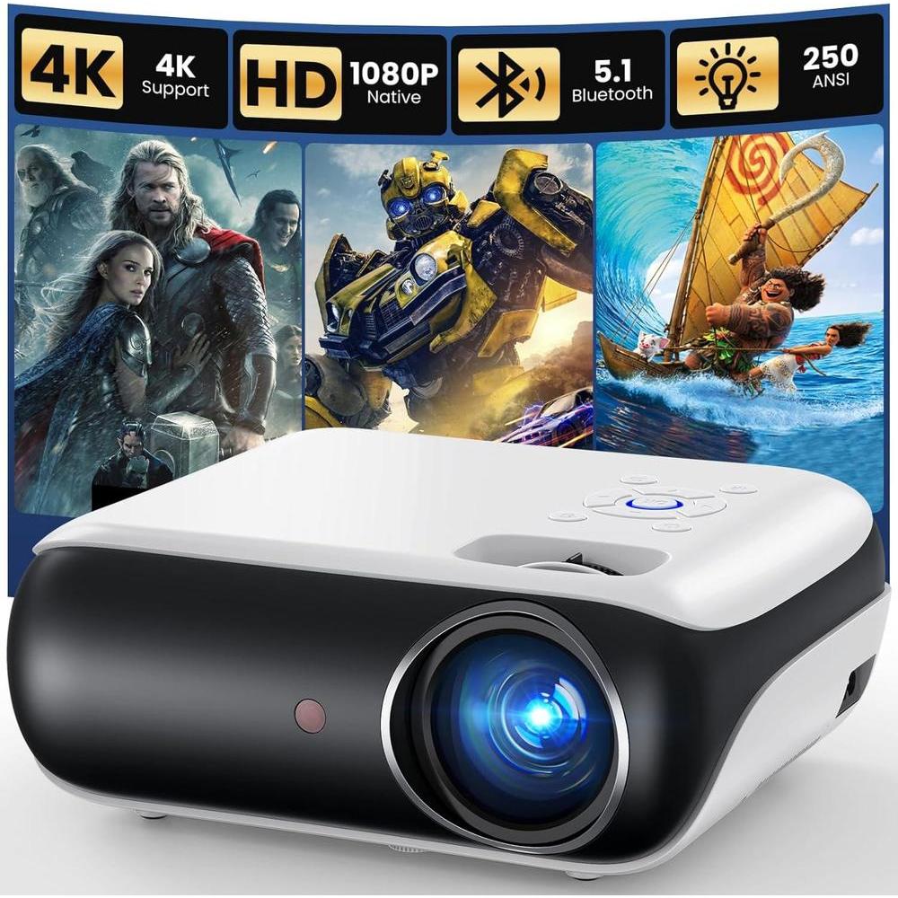 Proyector Mini Bluetooth 1080P Full HD portátil para exterio