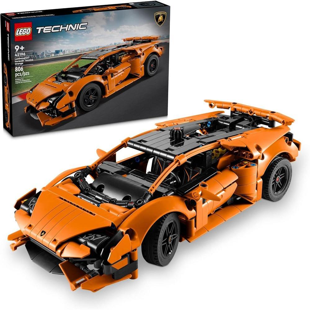 LEGO Technic Lamborghini Huracán Tecnica en Naranja para Niños, Juguete de Coche con Motor V10, Dirección Funcional y Puertas Abatibles