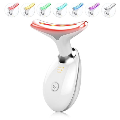 Masajeador facial multifuncional a base de luz con 7 colores, herramienta portátil para el cuidado de la piel, blanco brillante