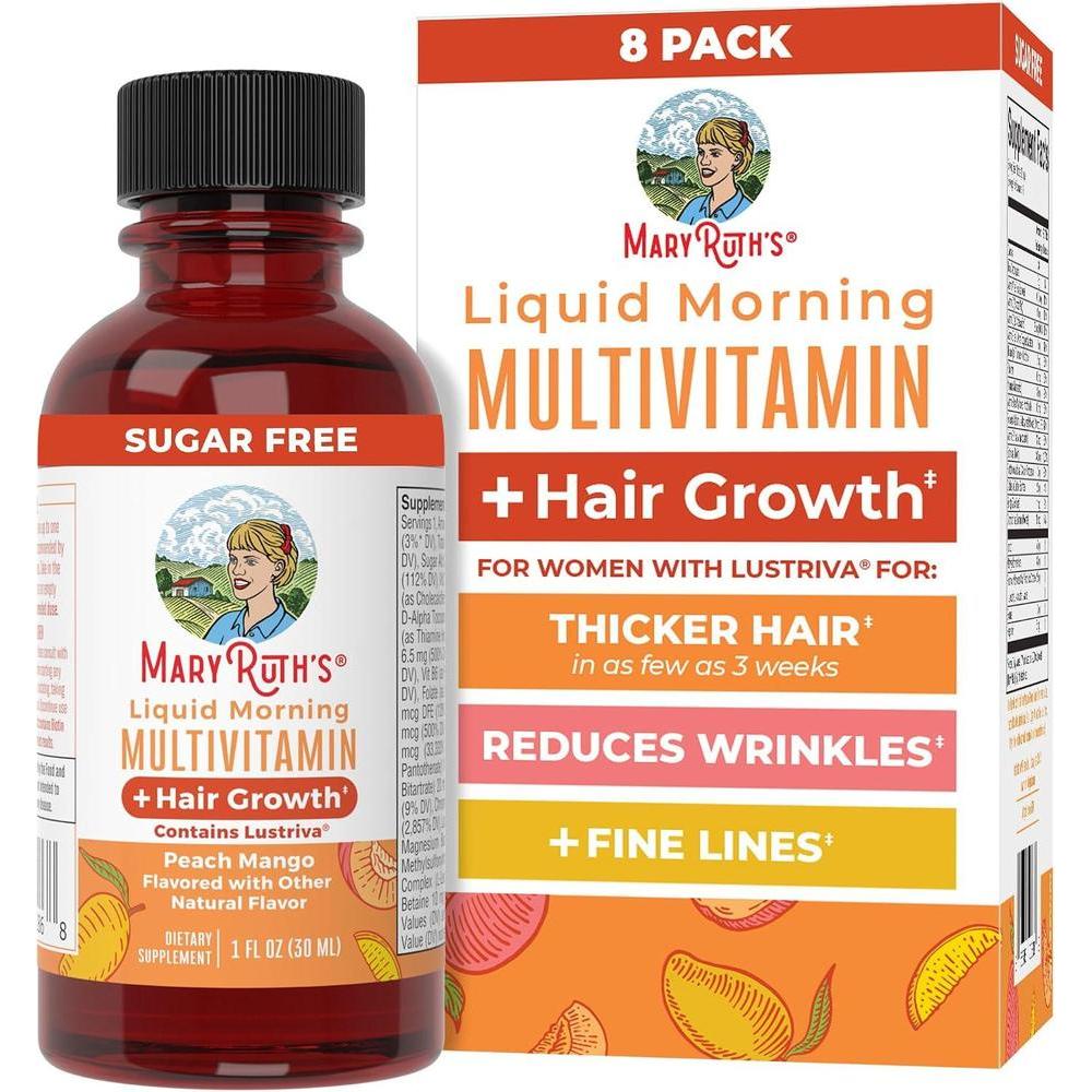 Multivitamínico líquido MaryRuth's con Biotina 10000mcg para el crecimiento del cabello, probado clínicamente en mujeres