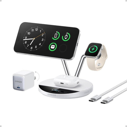 Cargador Anker Prime MagSafe Compatibile, estación de carga 3 en 1 con soporte inalámbrico certificado Qi2 y enfriamiento