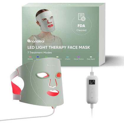 Nanoleaf máscara facial LED terapia luz roja y azul, aprobada por la FDA con 7 modos tratamiento y dispositivo NIR