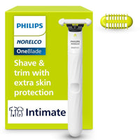 Philips Norelco OneBlade Intimate para aseo púbico, recorta y afeita con protección extra para la piel, modelo QP1924/70