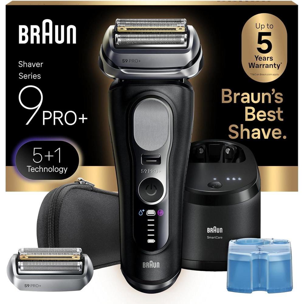 Afeitadora eléctrica Braun Series 9 PRO+ con Pro SensoAdapt, centro SmartCare 6 en 1 para uso húmedo y seco, color negro