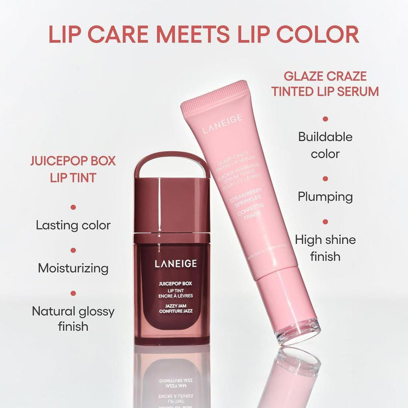 LANEIGE Tinte labial JuicePop: hidratación 12 horas, color edificable, brillo nutritivo. Labial K-Beauty para confort duradero