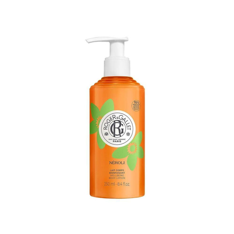 Loción corporal ligera con manteca de karité y extracto de flor de naranja de rápida absorción y no grasa