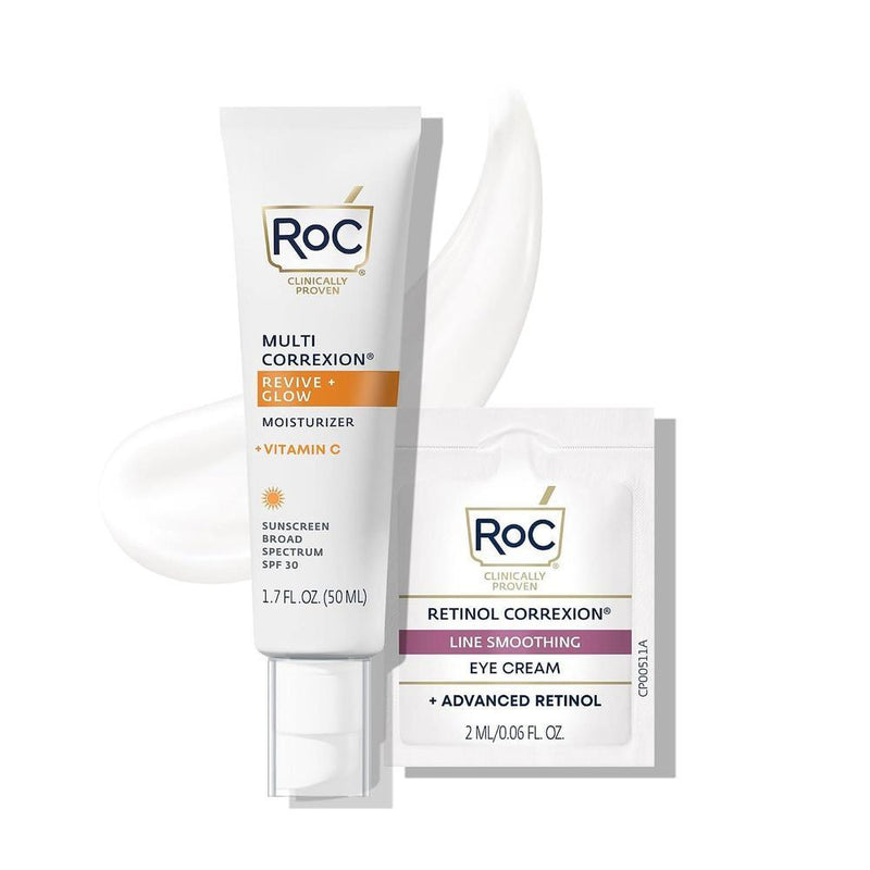 RoC Revive + Glow Hidratante Facial 10% Vitamina C Gel Antienvejecimiento Hipoalergénico Sin Aceite 50ml