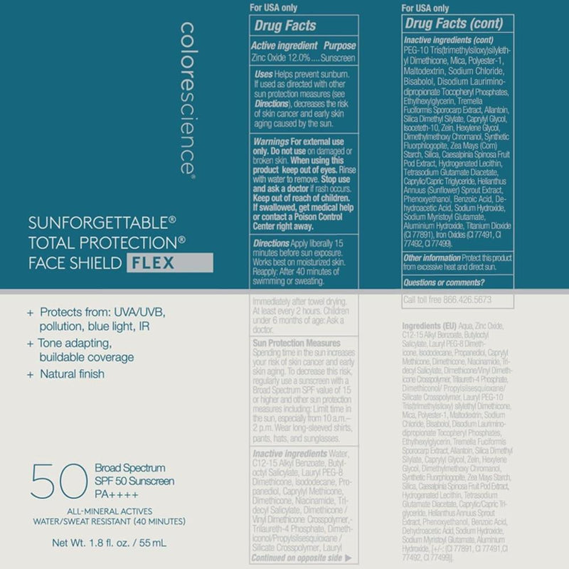 Protector Solar Facial Colorescience SPF 50, Mineral Adaptable 53ml, Resistente Al Agua