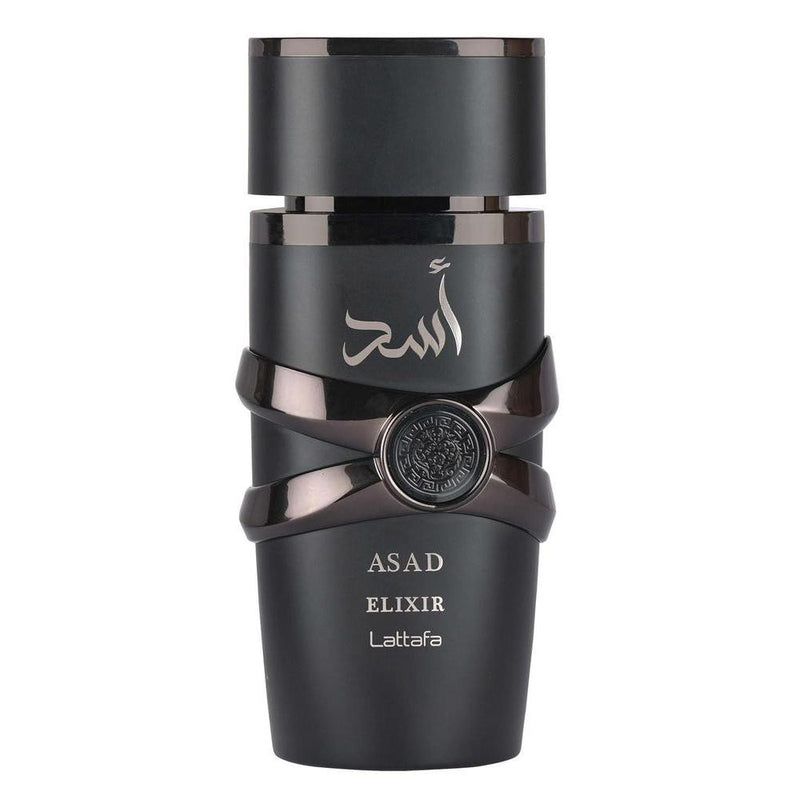 Lattafa Asad Elixir EDP, fragancia masculina cálida, picante, amaderada ideal para ocasiones especiales