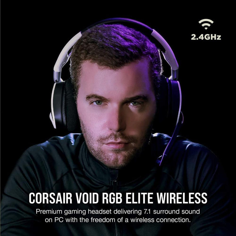 Auriculares Corsair VOID RGB ELITE Inalámbricos - Sonido 7.1, Micrófono Omnidireccional y Compatibilidad iCUE para PC, Mac, PS5, PS4