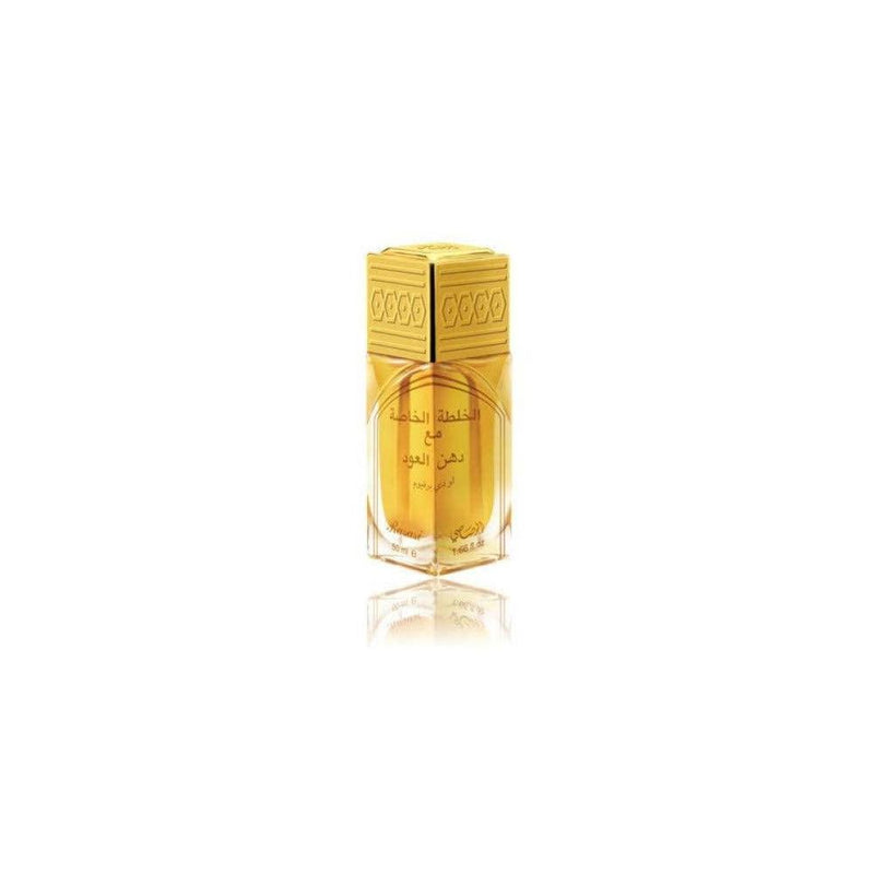 Rasasi Khaltat Al Khasa Ma Dhan Al Oudh Eau de Parfum en spray unisex, fragancia ámbar especial de larga duración