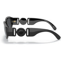 Versace Gafas de sol para hombre, montura negra, lentes gris oscuro, estilo elegante