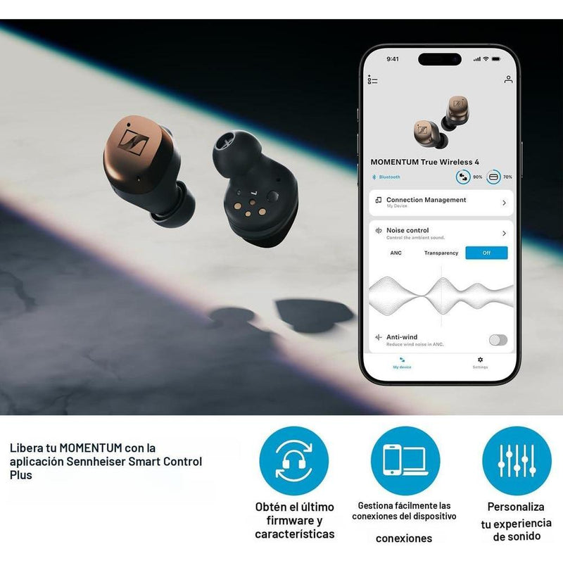 Sennheiser Momentum True Wireless 4 Auriculares Inalámbricos Bluetooth ANC Adaptable Sonido Cristalino Negro Copper