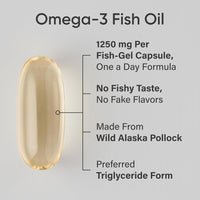 Omega-3 Aceite de Pescado Suplemento Triple Fuerza de Pollock de Alaska Libre de GMO y Soja 90 Cápsulas
