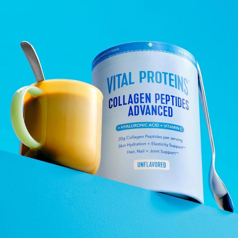 Vital Proteins Collagen Peptides sin sabor con ácido hialurónico y vitamina C, mejora piel y articulaciones