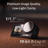 Cámara de acción DJI Osmo Action 4 Combo estándar, 4K/120 fps, sensor 1/1.3 pulgadas, imágenes en baja luz, color 10 bits, D-Log M