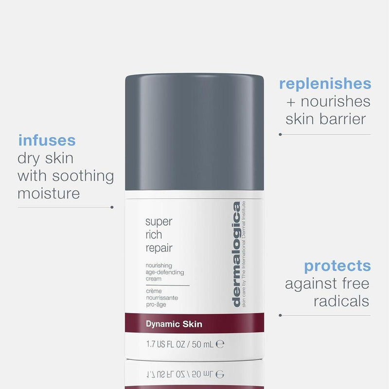 Dermalogica Crema facial hidratante superconcentrada antienvejecimiento de reparación súper rica, repone humedad natural