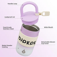 Vaso aislado BJPKPK con tapa y asa, ideal para café y viajes, en color lila