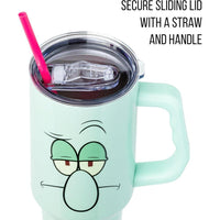Silver Buffalo Vaso de Acero Inoxidable Calamardo con Asa y Pajilla, Diseño Térmico