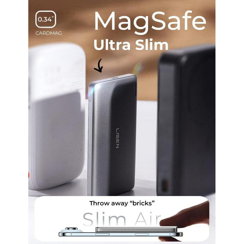 Cargador portátil MagSafe ultra delgado de 5000mAh compatible con iPhone, banco de energía magnético seguro y eficiente