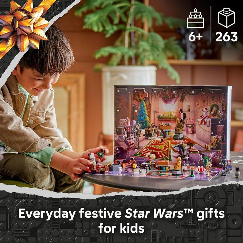 LEGO Star Wars Calendario de Adviento 2025 para niños: juego de cuenta regresiva de vacaciones con 24 sorpresas, inc. minifiguras