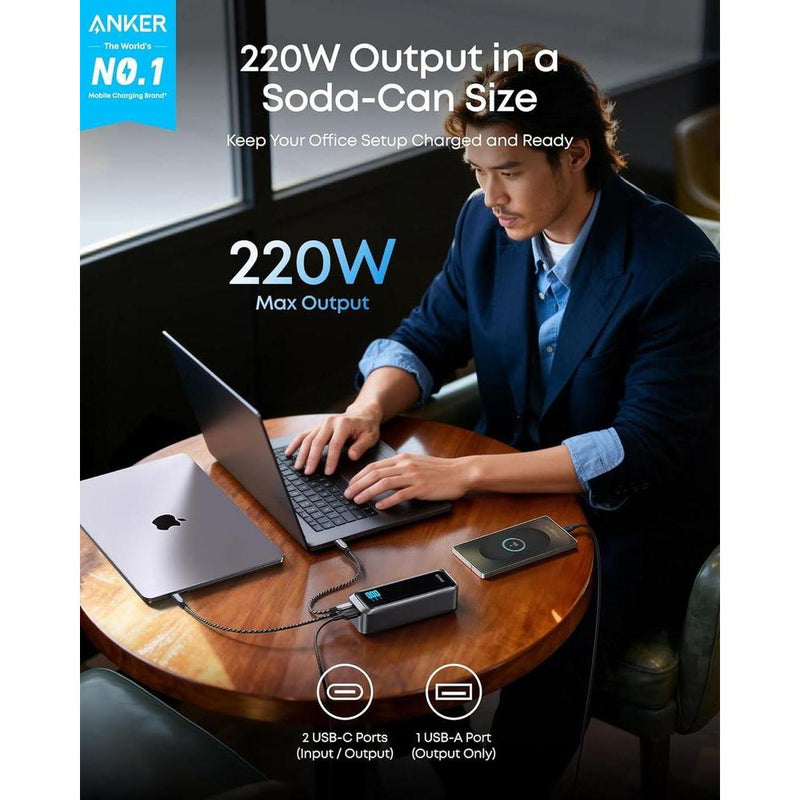 Anker Prime Power Bank con 3 puertos, 220W de salida, carga bidireccional, TSA aprobado, control de app - para MacBook, iPhone y más