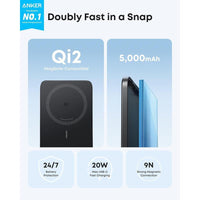 Anker Banco de energía nano, batería magnética ultradelgada de 5000 mAh, 15 W Max Ultra Rápido Cargador portátil MagSafe