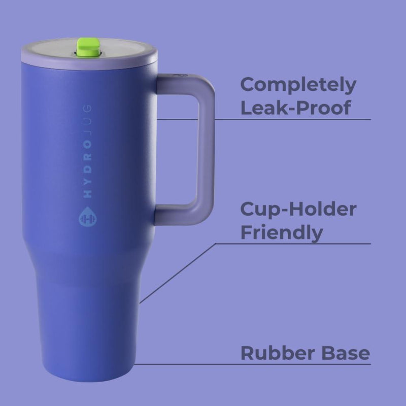 HydroJug Traveler - Moderno vaso con asa y pajilla abatible simple, resistente a las fugas, reutilizable