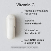 Suplemento de vitamina C de alta potencia con antioxidantes y apoyo inmunológico, cápsulas veganas sin OGM ni gluten
