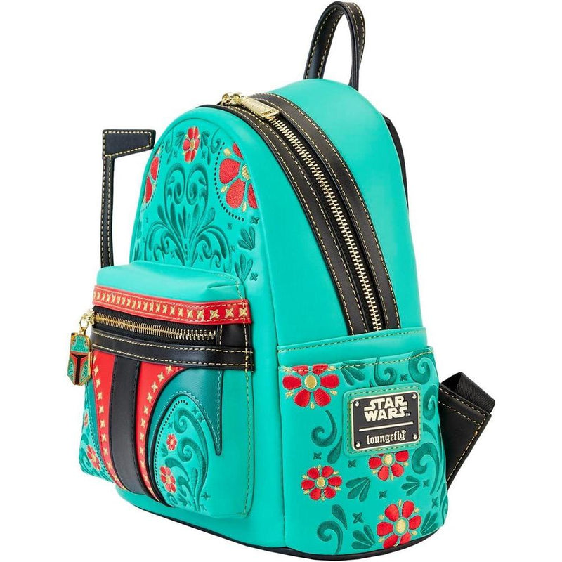 Loungefly Star Wars Boba Fett Floral Bordado Cosplay Bolso de Hombro para Mujer