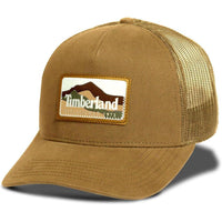Gorra Timberland para hombre, diseño Trucker con parche de montaña, ajuste de malla y visera curva