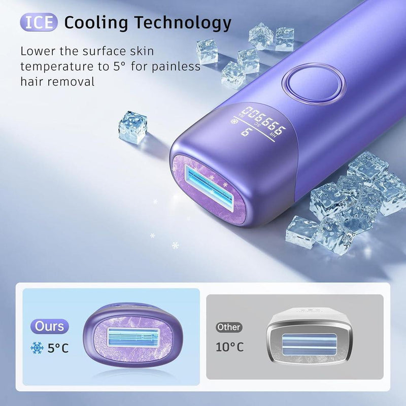 Depiladora láser IPL con enfriamiento por hielo 3 en 1, indolora, para uso en casa, adecuada para hombres y mujeres