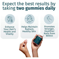 Gomitas de biotina vegan para cabello, piel y uñas saludables, apoyan el crecimiento capilar y fortalecen uñas en hombres y mujeres