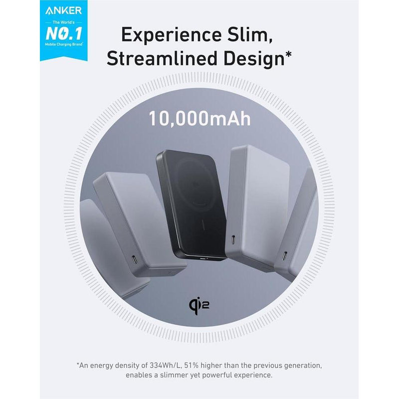 Batería magnética ultradelgada Anker MagGo Power Bank de 10,000 mAh, carga rápida 15W, cargador portátil para iPhone