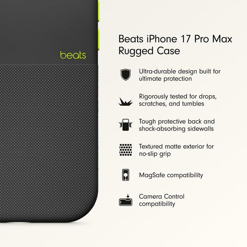 Funda resistente Beats para iPhone 17 Pro Max con MagSafe y Control de Cámara, probada contra caídas y arañazos