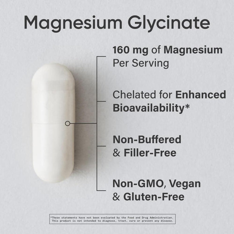 Sports Research Glicinato de magnesio, apoya el sueño y procesos enzimáticos, magnesio quelatado, cápsula vegana