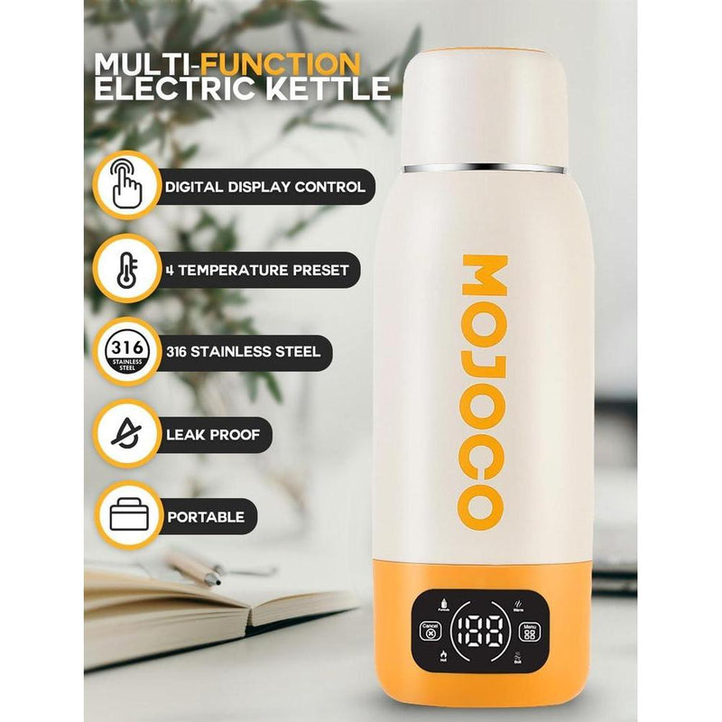 Mojoco Hervidor Eléctrico Portátil de Viaje a Prueba de Fugas, Acero Inoxidable Aislado al Vacío, Pequeño y Compacto