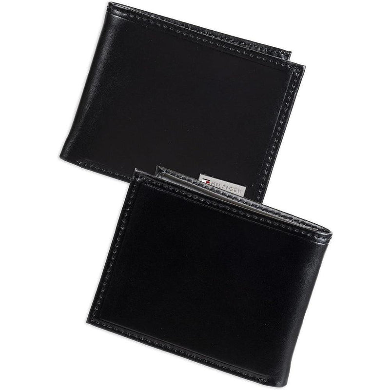 Tommy Hilfiger Cartera Passcase para hombre con diseño bifold slim y ventana ID removible, hecha de cuero de alta calidad
