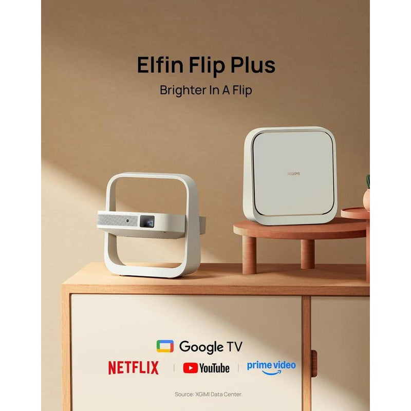 XGIMI Elfin Flip Plus Proyector portátil con Google TV, Netflix, 500 lúmenes ISO, resolución 1080P, diseño compacto